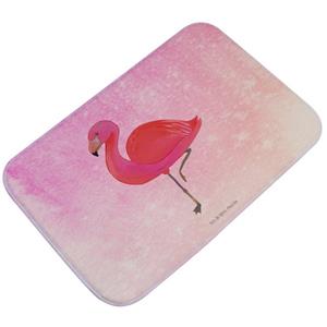 Mr. & Mrs. Panda Badematte Flamingo classic - Aquarell Pink - Geschenk, Badteppich, Duschteppich , Höhe 1 mm, 100% Polyester, rechteckig
