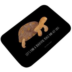 Mr. & Mrs. Panda Badematte Schildkröte marschiert - Schwarz - Geschenk, Urlaub, Meerestiere, Mee , Höhe 1 mm, 100% Polyester, rechteckig