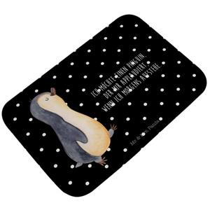 Mr. & Mrs. Panda Badematte Pinguin marschierend - Schwarz - Geschenk, Duschmatte, Badezimmertepp , Höhe 1 mm, 100% Polyester, rechteckig