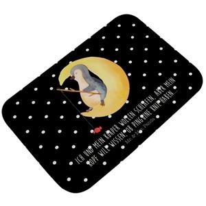 Mr. & Mrs. Panda Badematte Pinguin Mond - Schwarz - Geschenk, schlafen, Gästezimmer, Badteppich, , Höhe 1 mm, 100% Polyester, rechteckig