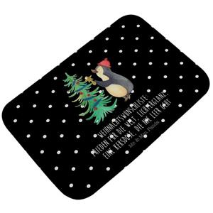 Mr. & Mrs. Panda Badematte Pinguin Weihnachtsbaum - Schwarz - Geschenk, Advent, Weihnachtsdeko, , Höhe 1 mm, 100% Polyester, rechteckig