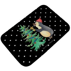 Mr. & Mrs. Panda Badematte Pinguin Weihnachtsbaum - Schwarz - Geschenk, Duschteppich, Duschvorle , Höhe 1 mm, 100% Polyester, rechteckig