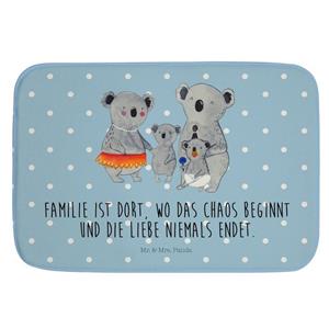 Mr. & Mrs. Panda Badematte Koala Familie - Blau Pastell - Geschenk, Family, Papa, Badezimmermatt , Höhe 1 mm, 100% Polyester, rechteckig