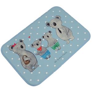 Mr. & Mrs. Panda Badematte Koala Familie zwei - Blau Pastell - Geschenk, Badezimmermatte, Bruder , Höhe 1 mm, 100% Polyester, rechteckig