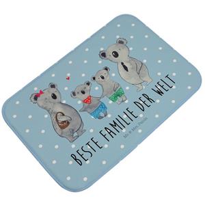 Mr. & Mrs. Panda Badematte Koala Familie zwei - Blau Pastell - Geschenk, Lieblingsfamilie, Oma, , Höhe 1 mm, 100% Polyester, rechteckig