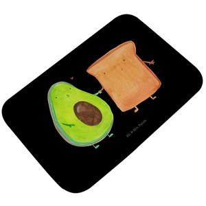 Mr. & Mrs. Panda Badematte Avocado + Toast - Schwarz - Geschenk, Veggie, Badezimmerteppich, Hoch , Höhe 1 mm, 100% Polyester, rechteckig