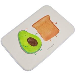 Mr. & Mrs. Panda Badematte Avocado + Toast - Weiß - Geschenk, Vegan, Gesund, Badezimmerteppich, , Höhe 1 mm, 100% Polyester, rechteckig