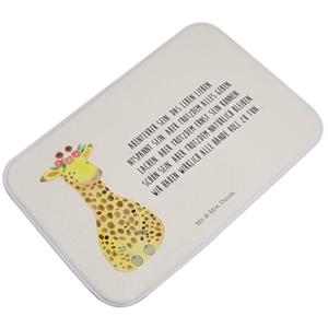 Mr. & Mrs. Panda Badematte Giraffe Blumenkranz - Weiß - Geschenk, Badezimmermatte, Selbstliebe, , Höhe 1 mm, 100% Polyester, rechteckig