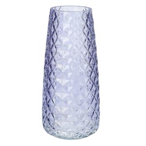 Bellatio Design Bloemenvaas - lavendel paars - transparant glas - D10 x H21 cm -