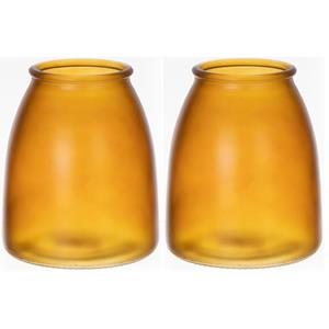 Bellatio Bloemenvaas - 2x - geel - mat glas - D13 x H15 cm -
