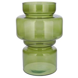 Bellatio Bloemenvaas - groen - transparant gerecycled glas - D17 x H25 cm -