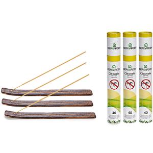 IBERGARDEN Citronella wierrook sticks - met houder/plankje - anti muggen - 120x sticks - 32 cm -