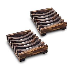 LGDM Seifenschale Seifenschalen 2 Stück, Natürliche hölzerne Bambus Seifenschale Holz, Breite: 8 cm, Ø 11.5 cm, Rutschfest, nicht verformbar und leicht zu entleeren., Individuell