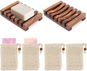 COOL-i Seifenablage, 2 Seifenkisten aus Holz, 4 Seifensäcke, für Badewannen mit Küchendusche