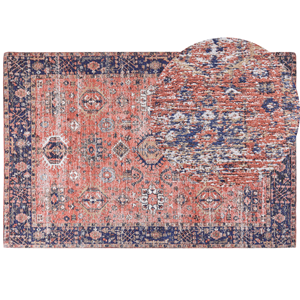 beliani Teppich Läufer Rot und Blau aus Baumwolle 200 x 300 cm Rechteckig Orientalisch Gemustert Boho Stil Hausflur - Blau