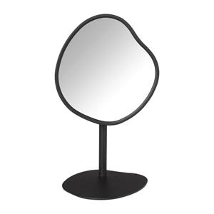 Xenos Make-up spiegel organic - zwart metaal - 18 cm
