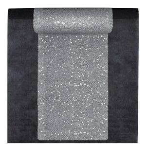 Santex Feest tafelkleed met glitter tafelloper - op rol - zwart/zilver - 10 meter -