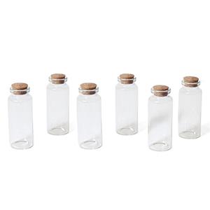 Merkloos 12x Kleine transparante glazen flesjes met kurken dop 18 ml -