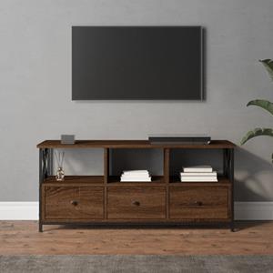 VidaXL Tv-meubel 102x33x45 cm bewerkt hout en ijzer bruineikenkleurig