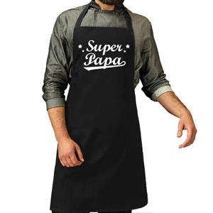 Bellatio Super papa kado bbq/keuken schort zwart voor heren