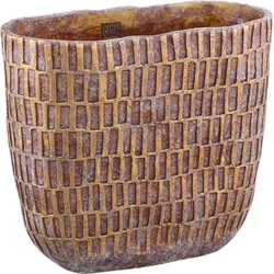 PTMD Collection PTMD Vivienne Brown cement oval pot with rectangles L