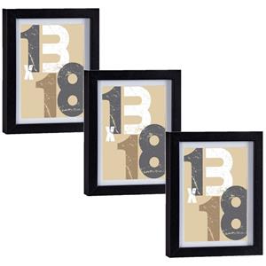 Arte r 3x stuks houten fotolijst zwart geschikt voor een foto van 13 x 18 cm of 15 x 20 cm -
