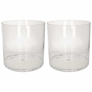 2x Transparante home-basics cylinder vaas/vazen van glas 30 x 30 cm -