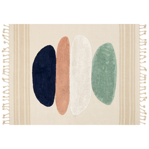 Beliani - Teppich aus Baumwolle 160 x 230 cm Geometrisches Muster mit Quasten mehrfarbig Zeynak - Bunt