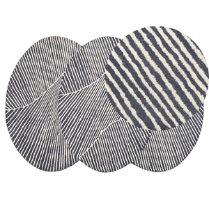Beliani - Teppich Wolle gestreift oval 140 x 200 cm weiß / graphitgrau modern Zabol - Weiß