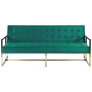 beliani Eleganter 3-Sitzer Schlaffunktion klassisches Design smaragdgrün Marstal - Grün