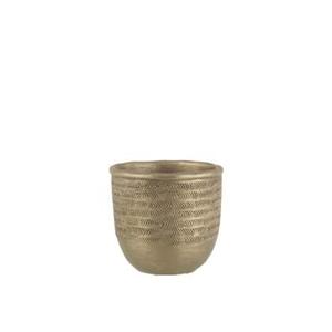 J-Line Bloempot Chalet Cement Groen|Goud Medium