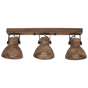 beliani Deckenleuchte Dunkelbraun Mango-Holz 3-Flammig Verstellbar mit Schirmen Glockenform Deckenspot Wohnzimmer Schlafzimmer Flur Diele Beleuchtung