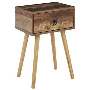 beliani Nachttisch Dunkler Holzfarbton Faserplatte 40 x 30 x 58 cm mit Holzbeinen Schublade Rustikaler Stil Möbel für Schlafzimmer Wohnzimmer Flur - Heller