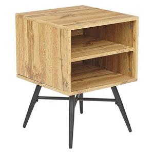 beliani Nachttisch Helles Holz mdf mit 2 offenen Ablagen Minimalistisch Modernes Schlafzimmer Stück - Heller Holzfarbton