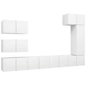 vidaXL TV-Schrank 8-tlg. TV-Schrank-Set Weiß Holzwerkstoff (8-St)