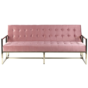beliani Eleganter 3-Sitzer Schlaffunktion klassisches Design rosa Marstal - Rosa