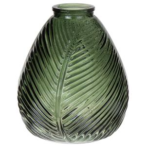 Bellatio Design Bloemenvaas - groen - transparant glas - D14 x H16 cm -