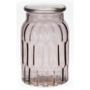 Bellatio Design Bloemenvaas klein - grijs - transparant glas - D10 x H16 cm -