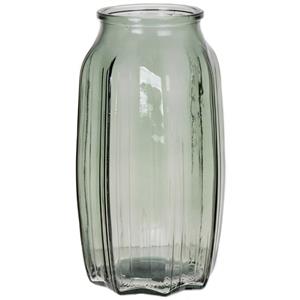 Bellatio Bloemenvaas - lichtgroen - transparant glas - D12 x H22 cm -