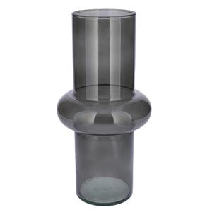 Bellatio Bloemenvaas - grijs - transparant gerecycled glas - D15 x H31 cm -