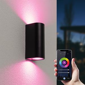 Hofronic Douglas smart wandlamp - wandspot - RGBWW - WiFi & Bluetooth - 2 lichten - GU10 - Plafondspot - Modern - Google assistant & Amazon Alexa - IP65 - Zwart
