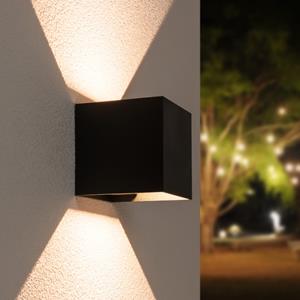 HOFTRONIC™ Kansas - Dimbare LED wandlamp kubus - 6 Watt - 3000K warm wit - Up & Down light - IP65 waterdicht - Zwart - Wandverlichting voor binnen en buiten
