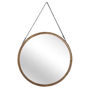 Beliani - Stilvoller Spiegel rund Eisen / Aufhängeband 460 cm Antik-Optik gold Autun - Gold