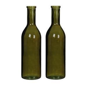 2x Glazen fles / vaas groen 50 x 15 cm -