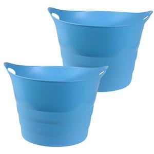 Excellent Houseware Flexibele emmer - 2x - blauw - 43 liter - kunststof - 45 x cm -