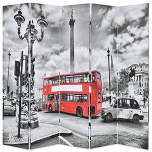 VidaXL Kamerscherm inklapbaar Londen bus 200x170 cm zwart en wit