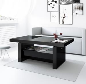 Hubertus Meble Uitschuifbare salontafel Aversa 120 tot 170 cm breed - Hoogglans zwart