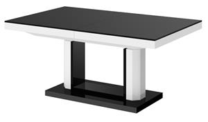 Hubertus Meble Uitschuifbare salontafel Quadro Lux 120 tot 170 cm breed in hoogglans zwart met wit