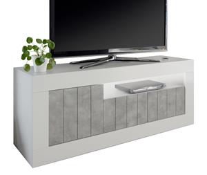 Pesaro Mobilia Tv-meubel Urbino 138 cm breed in hoogglans wit met grijs beton