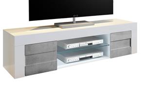 Pesaro Mobilia Tv-meubel Easy 181 cm breed in hoogglans wit met grijs beton